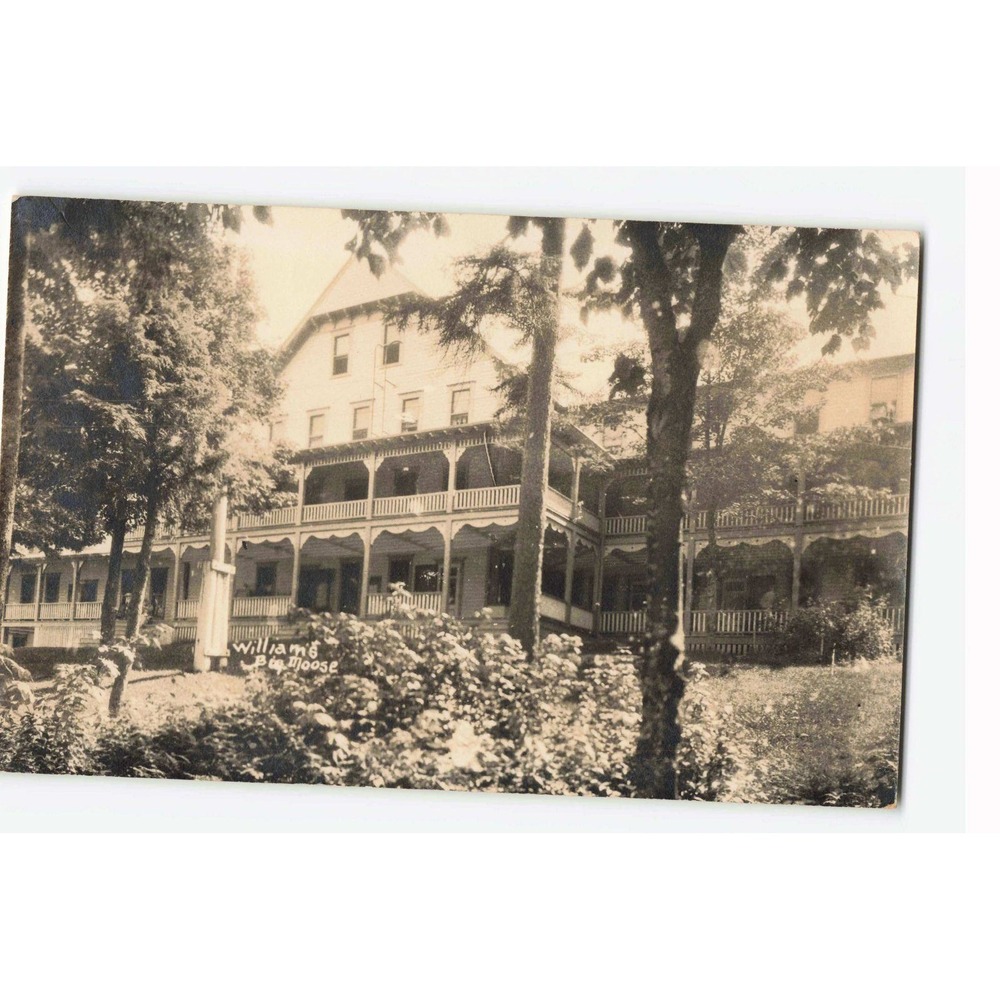 Vintage Big Moose NY The Williams Hotel RPPC Real Photo Postcard 1951